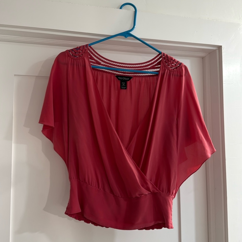 EUC WHBM Wrap Front 100% silk Top